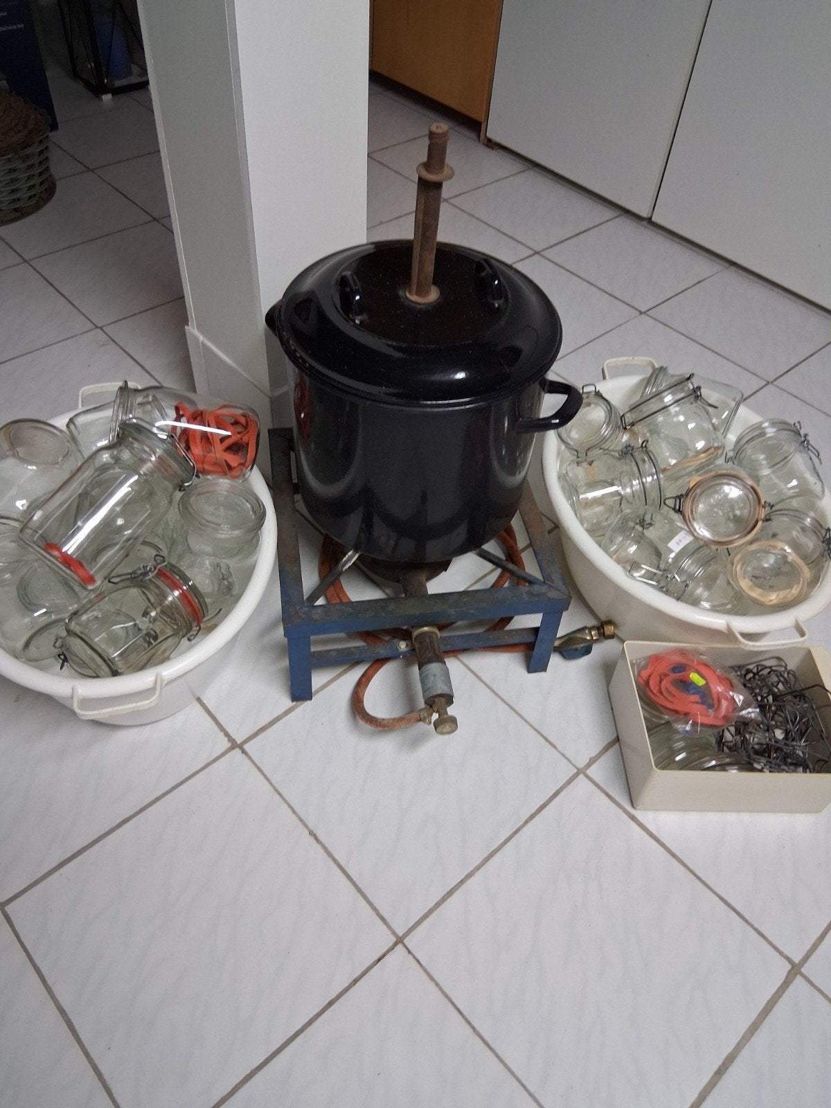 Inmaakketel / Weckketel op gas met glazen weckpotten, Ophalen, Gebruikt, Gas