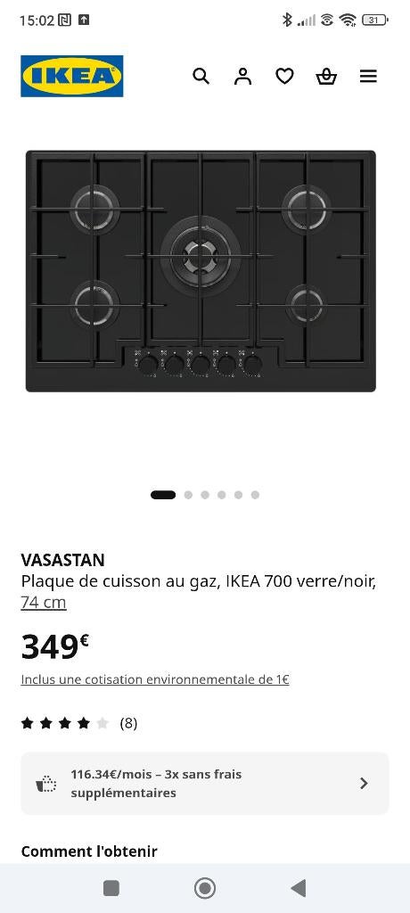 Taque cuisson gaz, Electroménager, Gaz, Encastré, Comme neuf, Enlèvement