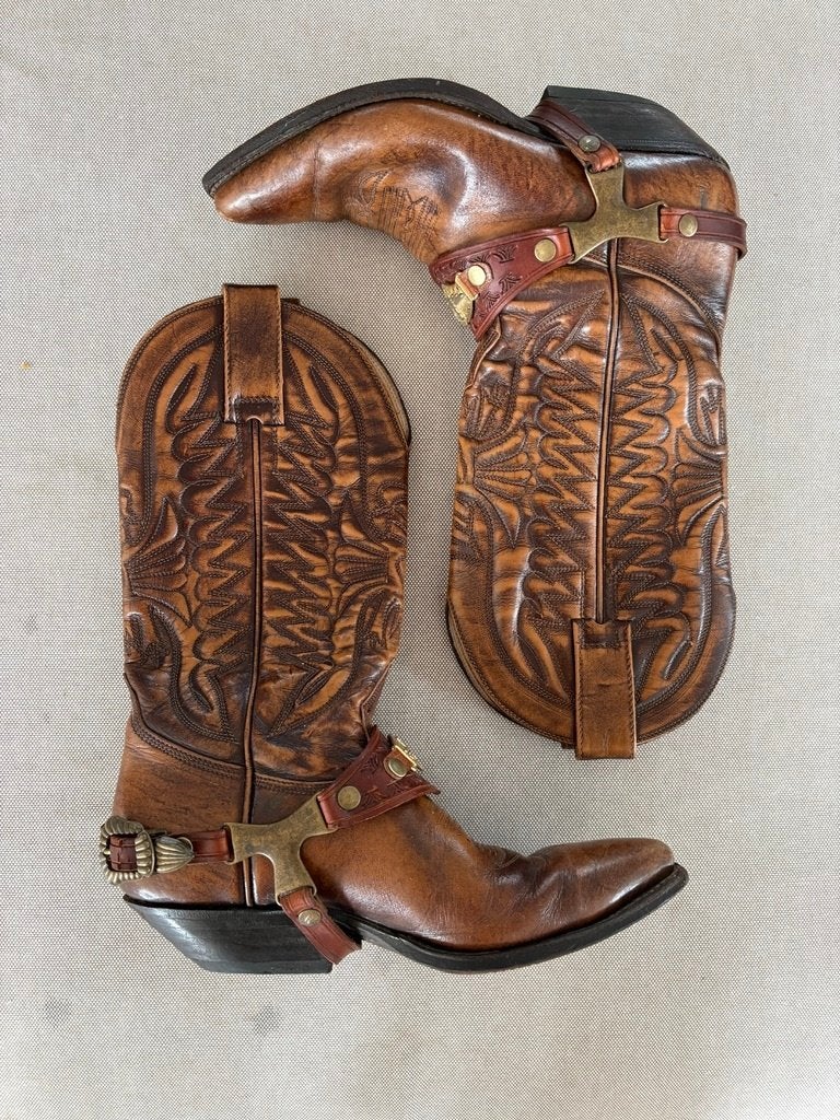 Cowboy Boots Don Quijote - Cuir véritable (taille 38), Bruin, Lage of Enkellaarzen, Ophalen of Verzenden, Gedragen