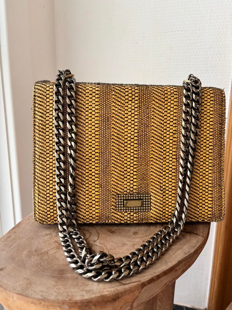 Clio Miletos Bamboo Limited Edition, Handtassen en Accessoires, Tassen | Damestassen, Ophalen, Zo goed als nieuw, Geel, Schoudertasje