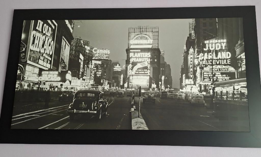 foto op houten paneel New York met kader, Huis en Inrichting, Ophalen, Zo goed als nieuw, 100 tot 125 cm, Foto of Poster