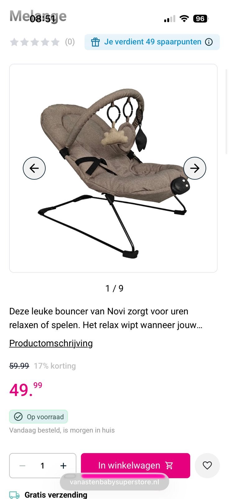 Transat pour bébé Novi, Enlèvement, Comme neuf, Chaise rebondissante