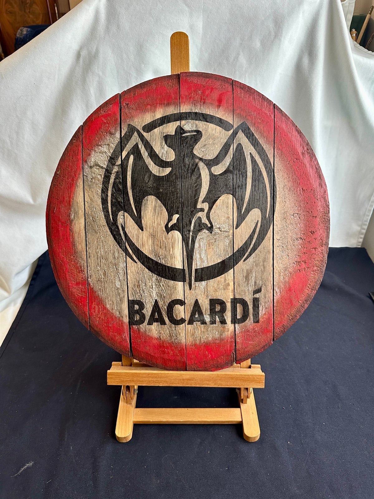 Grand panneau publicitaire en bois Bacardi, Collections, Enlèvement, Comme neuf, Panneau publicitaire