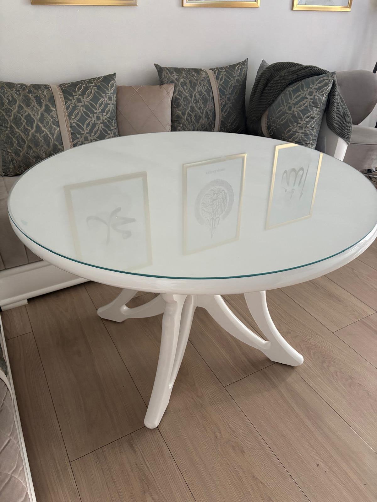 Witte ronde tafel 1.20m, Enlèvement, Comme neuf, Verre