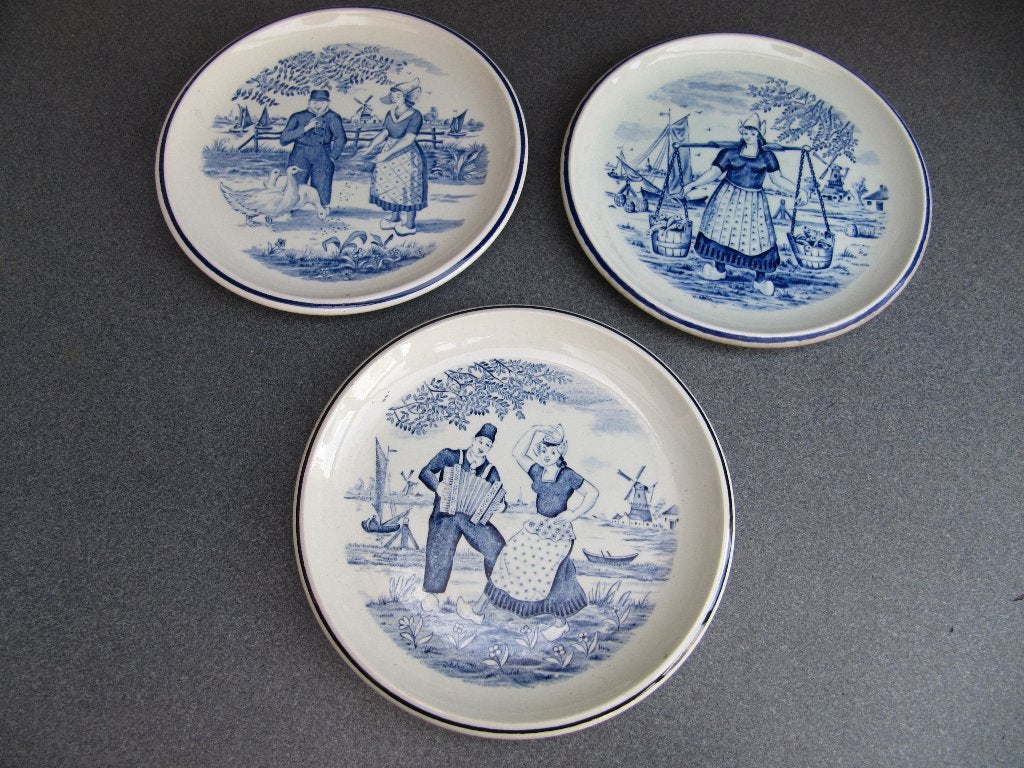 sierborden Delfts blauw, boer + boerin, Boch, Ophalen of Verzenden