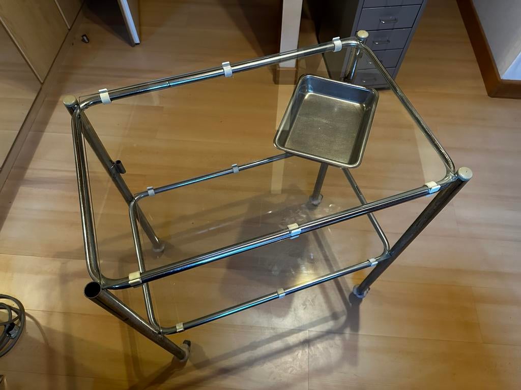 Vintage medische trolley (jaren ‘70), Ophalen, Gebruikt, Glas, 60 cm of meer