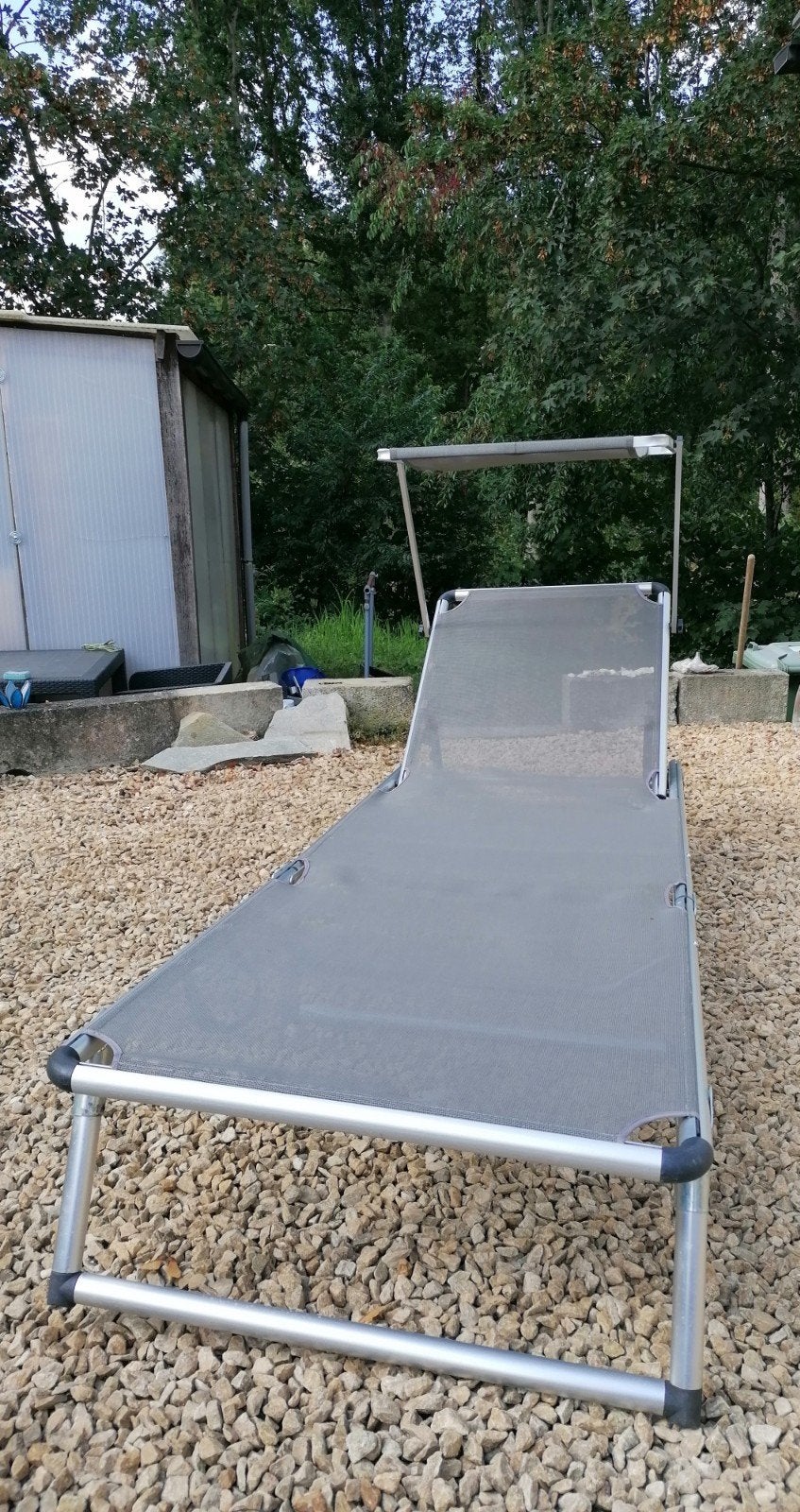 Ligbed met zonne-afdakje, Tuin en Terras, Ophalen