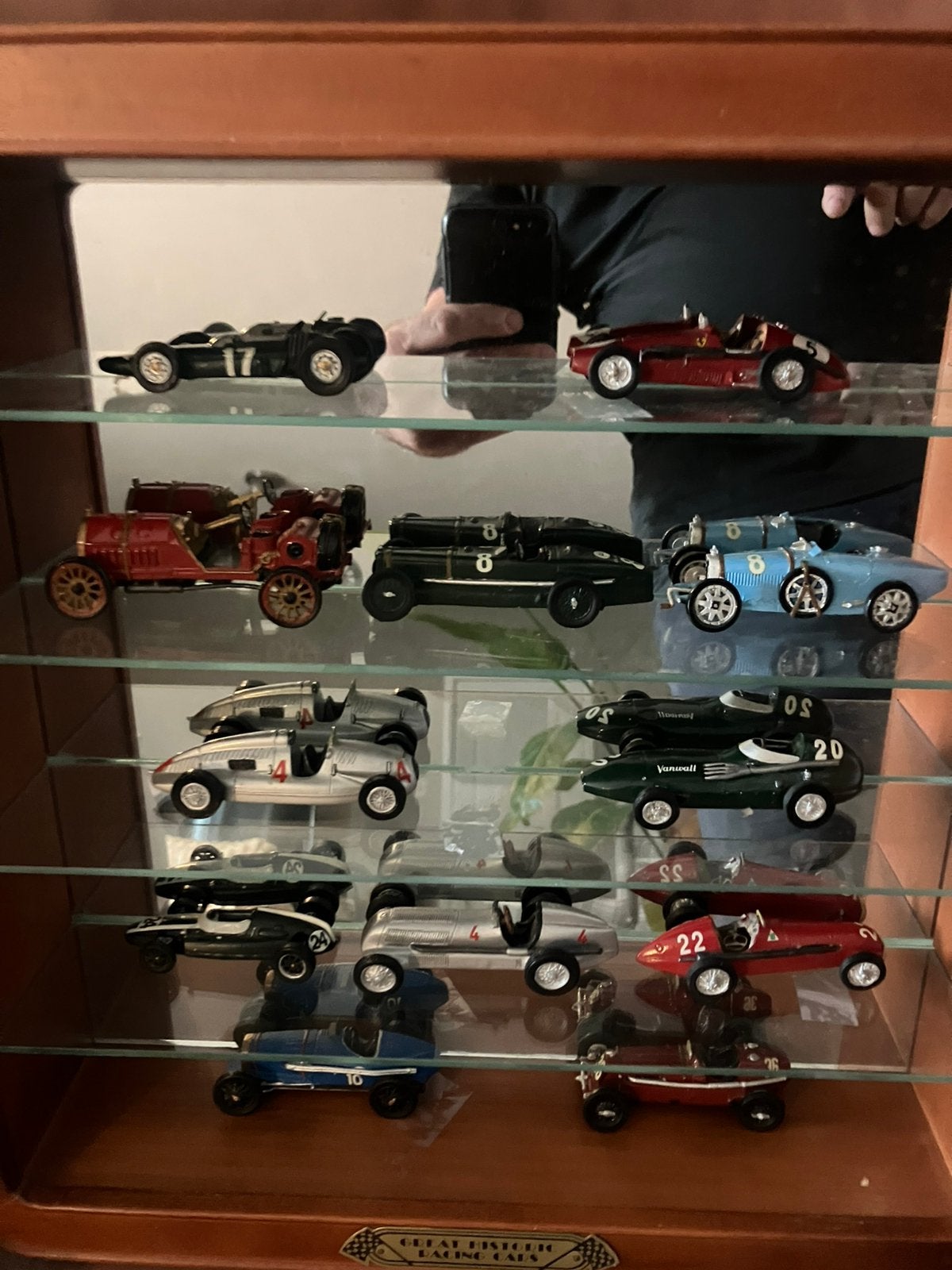 Franklin mint 12 historische racewagens met houten kast, Ophalen of Verzenden, Zo goed als nieuw