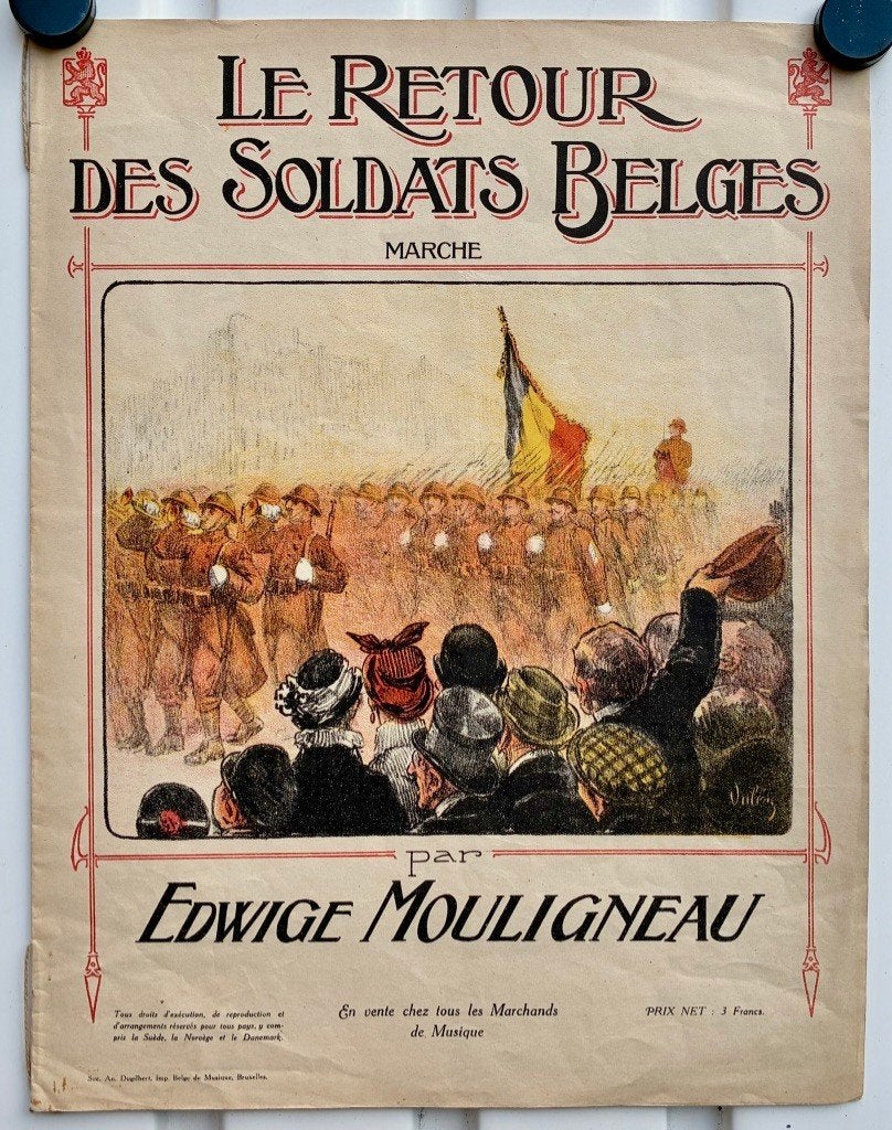 Le Retour des Soldats Belges, Partition Musicale., Collections, Objets militaires | Général, Envoi