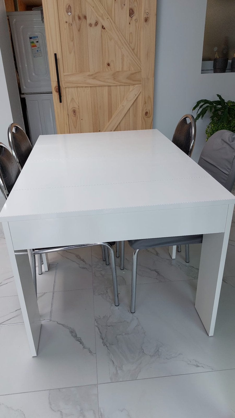Witte Italiaanse uitschuifbare tafel, Huis en Inrichting, Ophalen, Witte Italiaanse uitschuifbare tafel, 200 cm of meer, 50 tot 100 cm