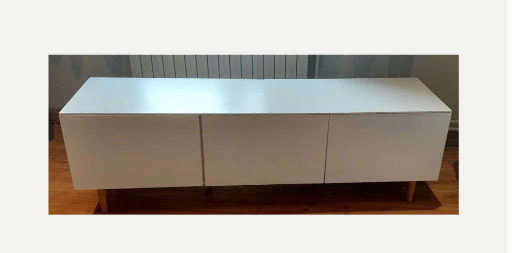 Meuble TV JYSK blanc – 3 portes – Très bon état – 80 €, Enlèvement, Comme neuf