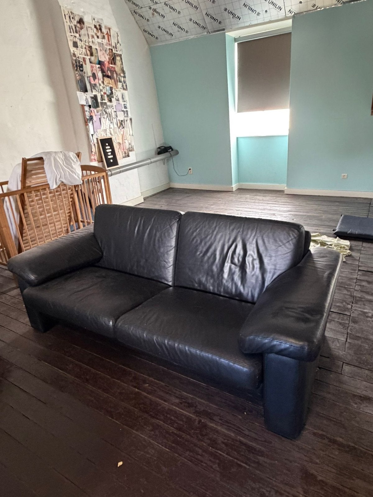 Lederen zetel, Huis en Inrichting, Ophalen, Gebruikt, Leer, Modern