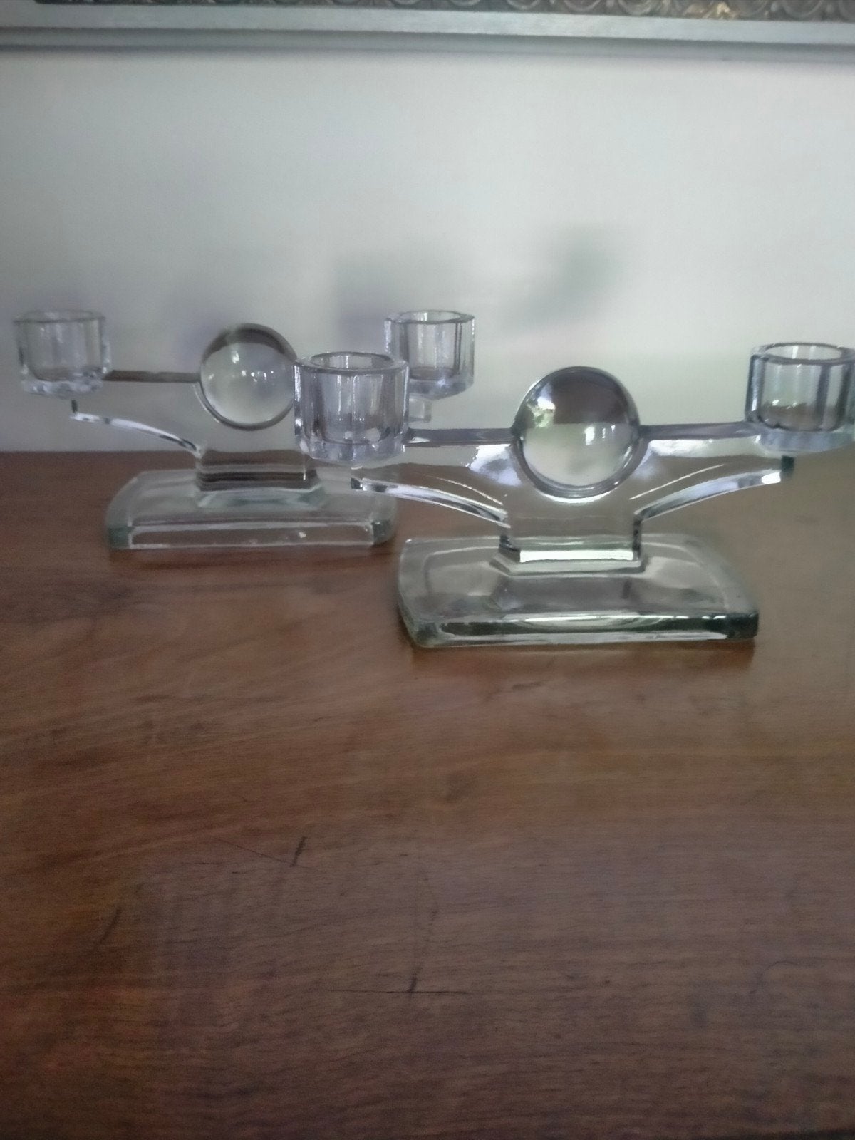 2 art deco kandelaars, Ophalen, Glas