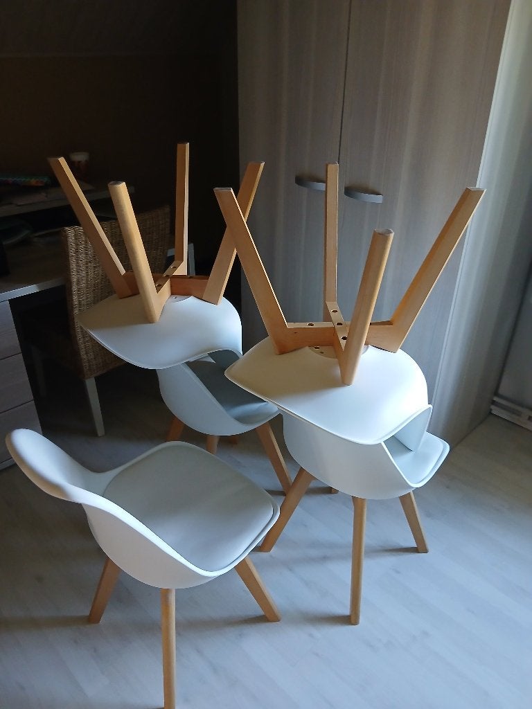 Witte kuipstoelen 6, Huis en Inrichting, Stoelen, Gebruikt, Wit, Modern, Vijf, Zes of meer stoelen