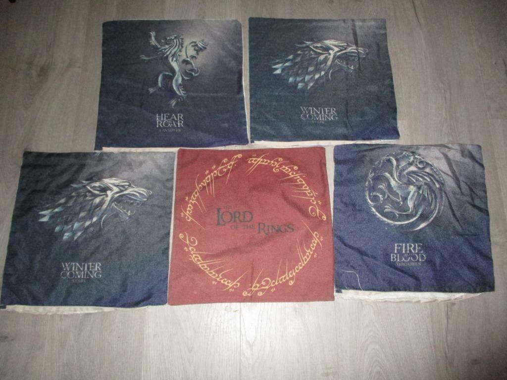 5 kussenslopen Game of Thrones en Lord of the Rings, Ophalen of Verzenden, Zo goed als nieuw
