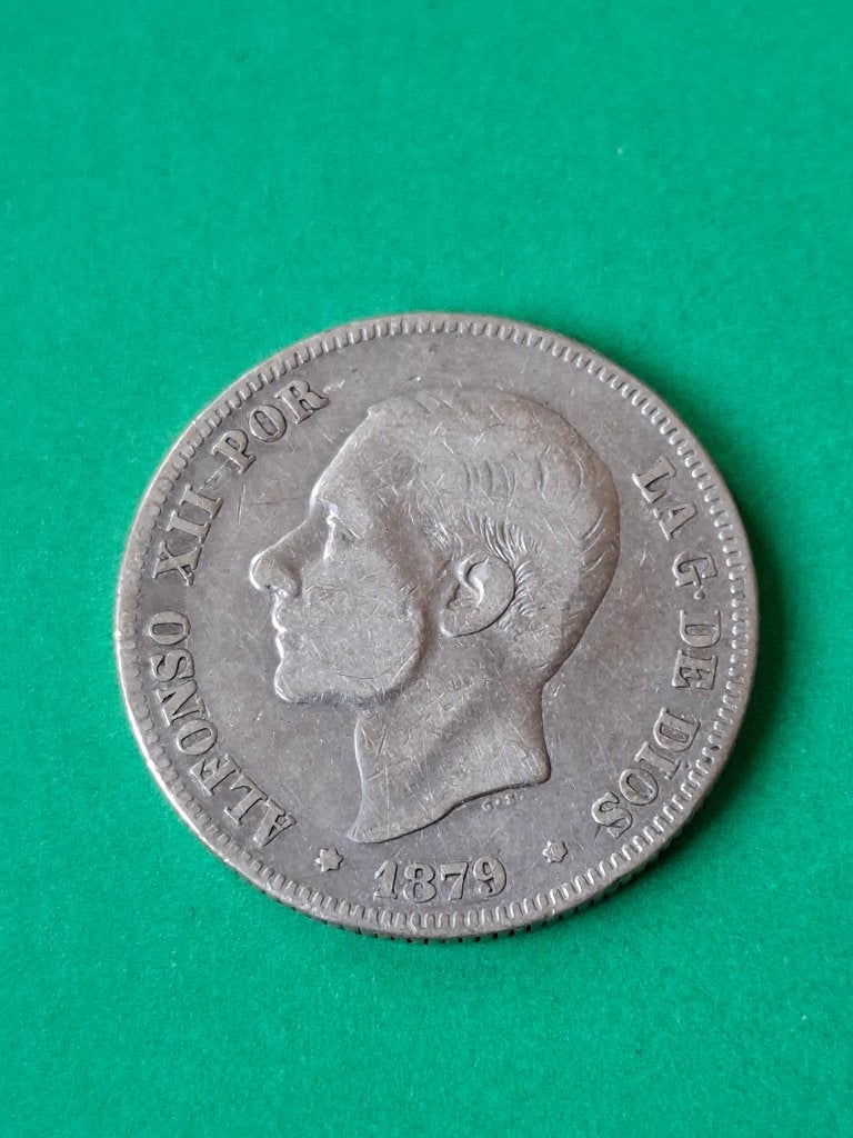 1879 Spanje 2 pesetas in zilver Alfonso XII, Verzenden, Overige landen, Losse munt, Zilver