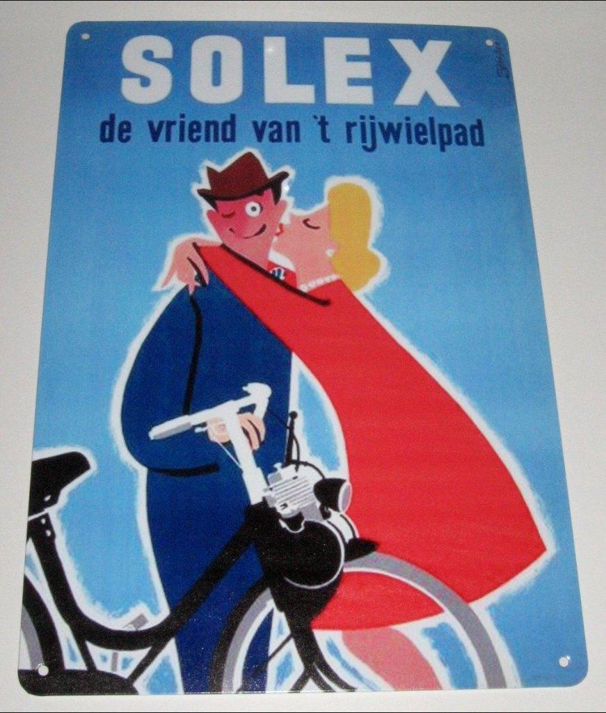 SOLEX : Metalen Bord Solex - De vriend van 't rijwielpad, Verzamelen, Verzenden, Nieuw, Reclamebord