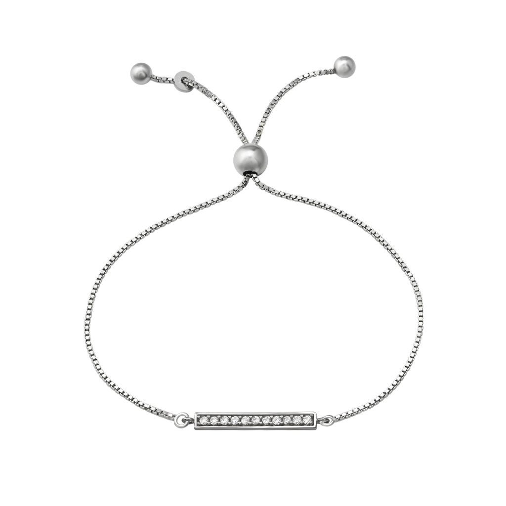 Zilveren damesarmband met zirkonia staafje - OP=OP!, Ophalen of Verzenden, Nieuw, Zilver, Zilver