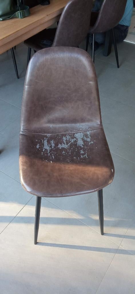 Chaises de salle à manger - « Cuir plastique brun » €3/ST, Brun, Enlèvement, Tissus, Cinq, Six Chaises ou plus