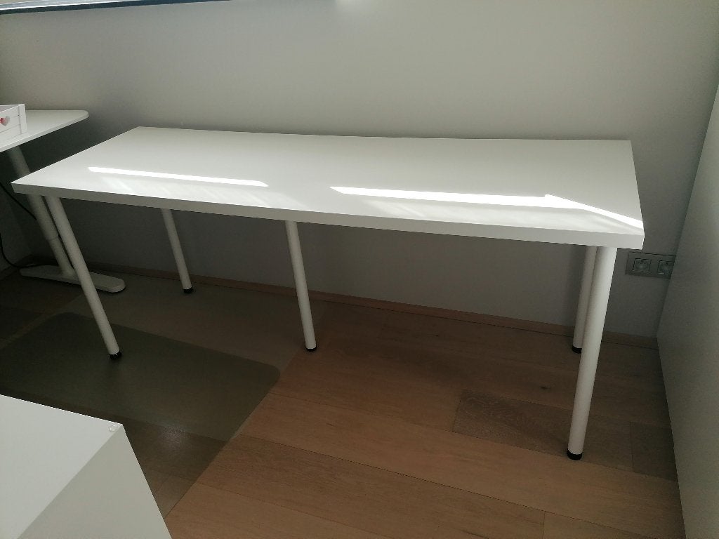 Witte tafel 180 x 60cm met 5 in hoogte verstelbare poten, Huis en Inrichting, Ophalen, 50 tot 100 cm, Zo goed als nieuw, Vijf personen of meer