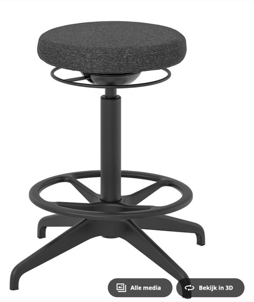 LIDKULLEN zit-/stakruk, Maison & Meubles, Chaises de bureau, Gris, Tabouret de bureau, Comme neuf, Enlèvement