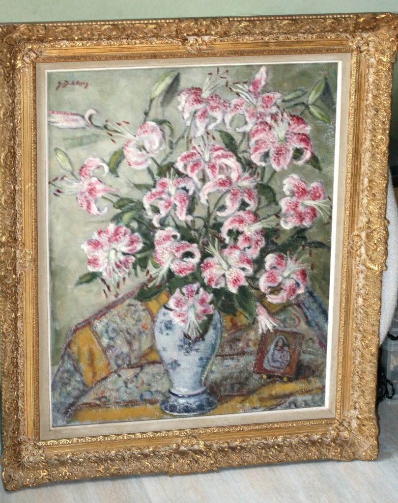 G. Dekkers Grote schilderij Olie op doek, Antiek en Kunst, Kunst | Schilderijen | Klassiek, Ophalen, Olieverf, Bloemen, Doek