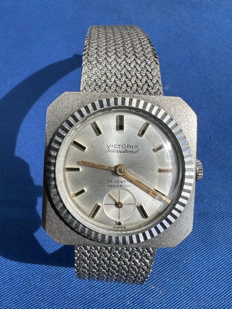 Victoria International Massiefzilver  Vintage Herenhorloge, Bijoux, Sacs & Beauté, Montres | Hommes, Montre-bracelet, Autres marques