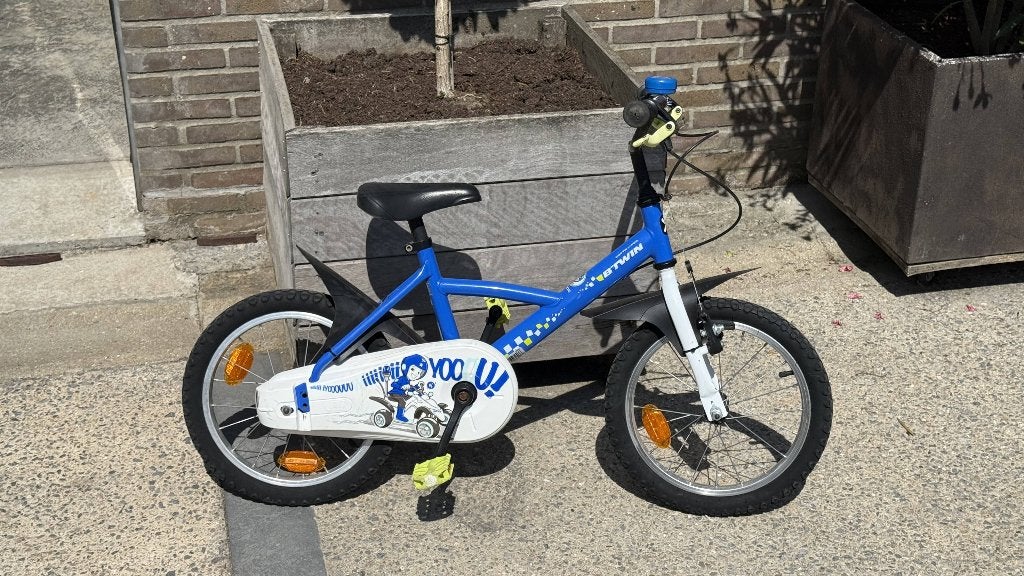 B’Twin 16 inch Kinderfiets – Blauw, Fietsen en Brommers, Ophalen, Btwin Decathlon, Trommelrem, 16 tot 20 inch