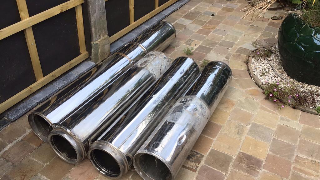 Dubbelwandig inox rookafvoer, Ophalen, Inox, Gebruikt, 4 tot 6 meter