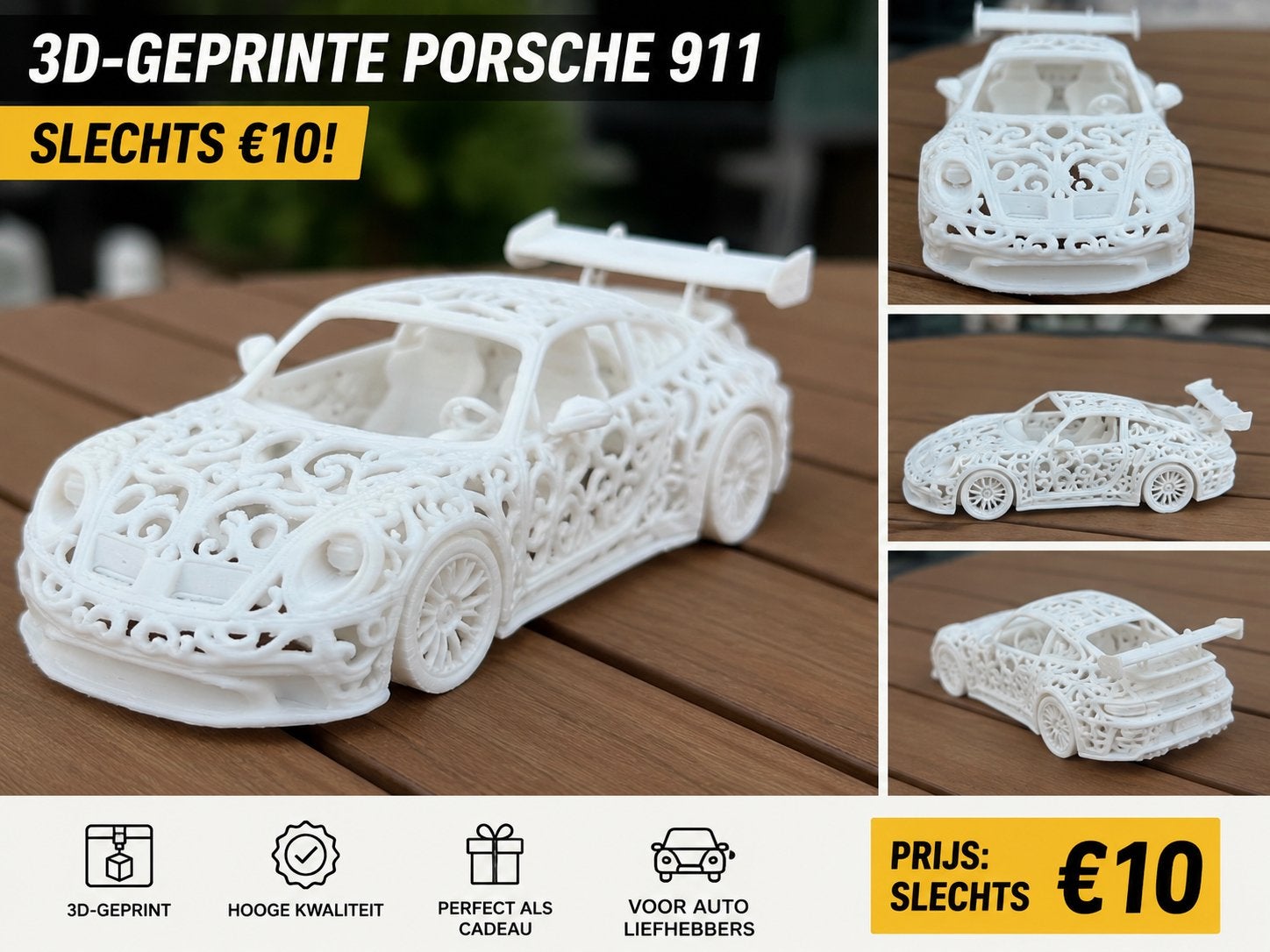 Unieke 3D-geprinte Porsche 911 – Slechts €10!, Ophalen of Verzenden
