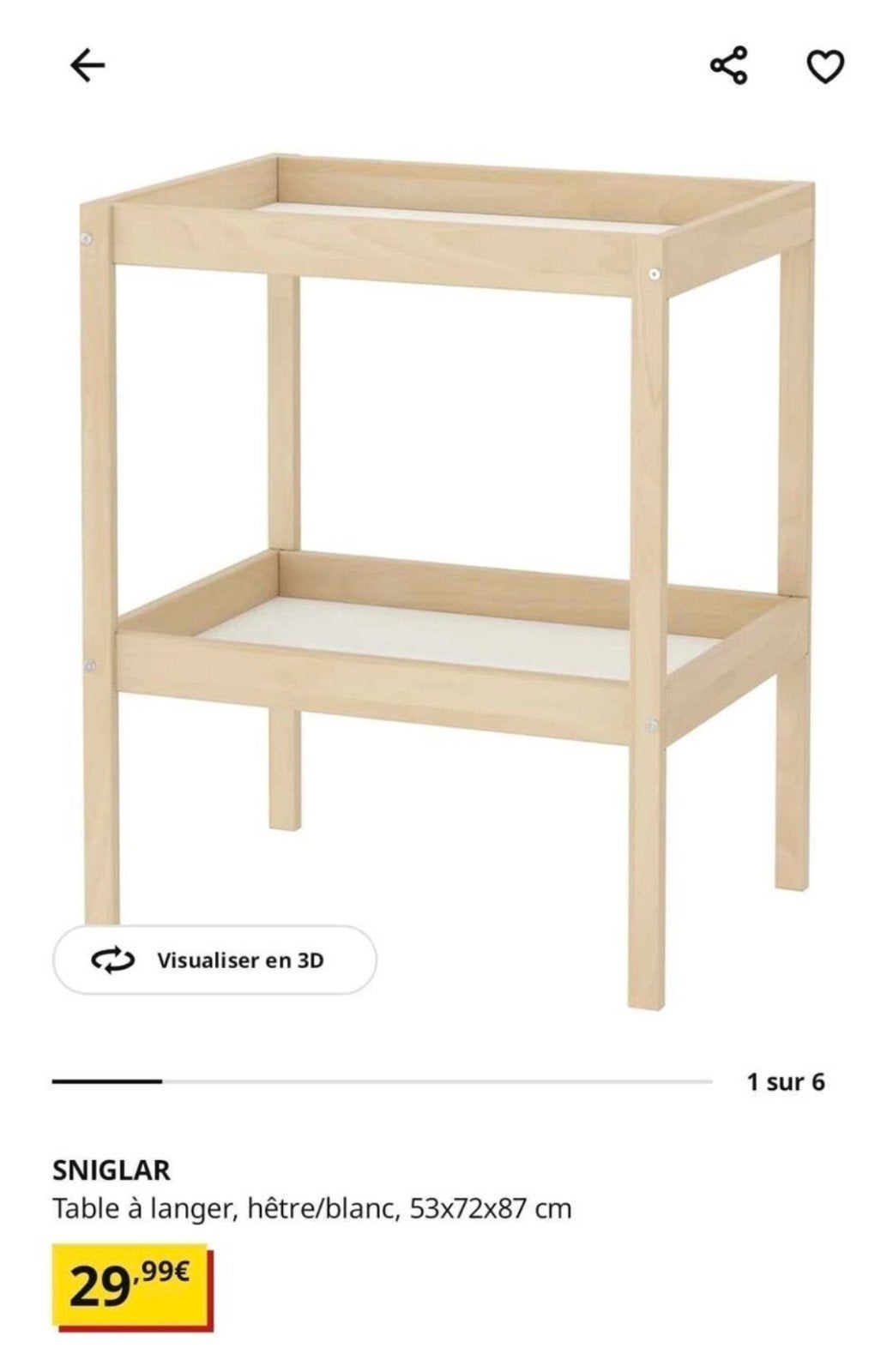 Table à langer + j'offre le matelas et 2 housses, Enlèvement