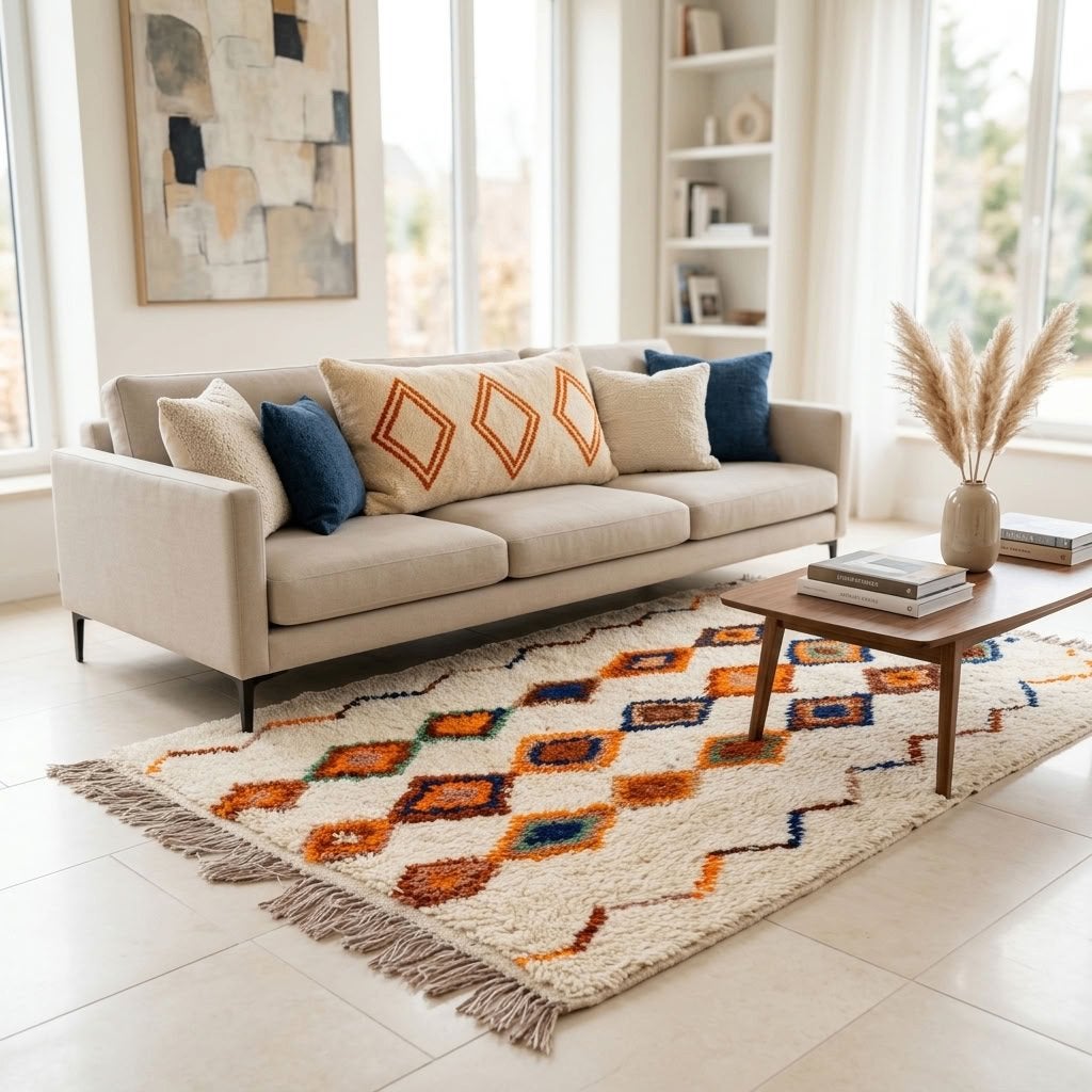 Prachtig authentiek kleurrijk Berber tapijt 120x80 cm, Verzenden
