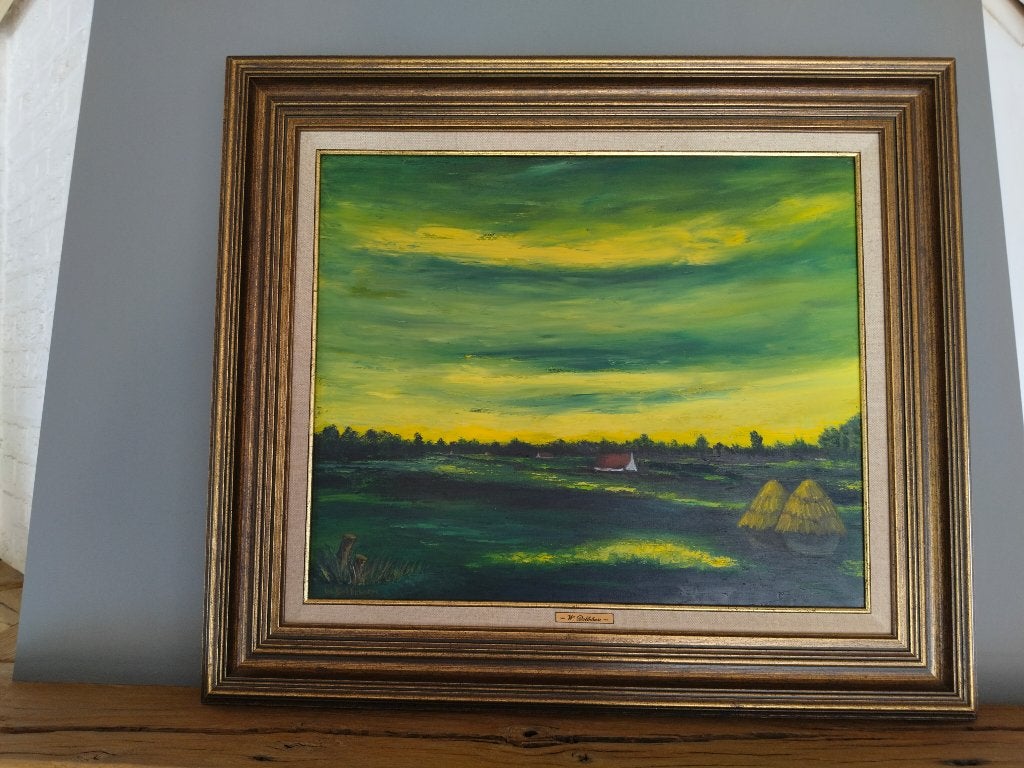 Schilderij, Enlèvement, Signé, Paysage, Toile