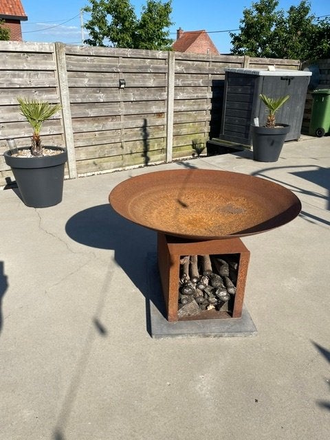 Vuurschaal cortenstaal, Tuin en Terras, Vuurschalen, Ophalen, Zo goed als nieuw