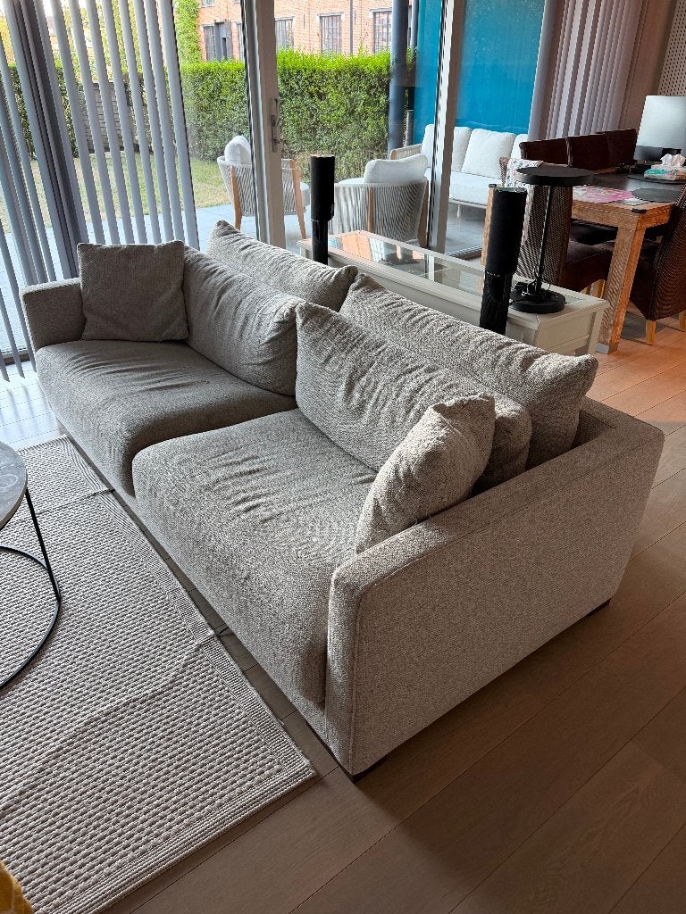 Ruime comfortabele 3 zitsbank in licht beige, 230 cm, Maison & Meubles, Canapés | Coins salons complets, Enlèvement, Utilisé, Tissus