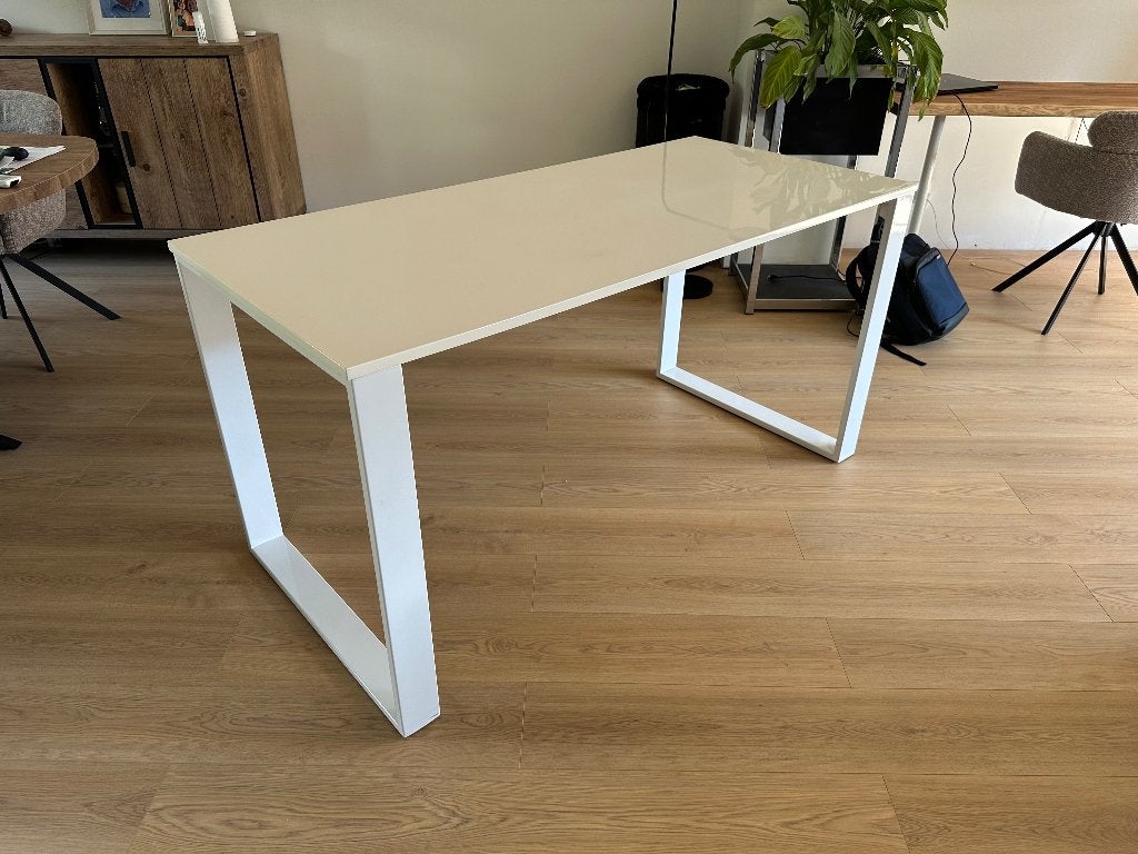 Bureautafel wit hoogglans 150x75, Huis en Inrichting, Bureaus, Ophalen, Demontabel, Gebruikt, 150 cm