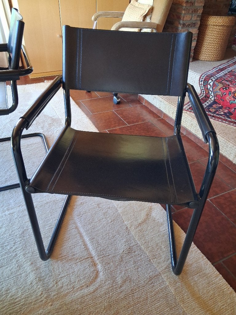 Eetkamerstoelen Matteo Grassi, Ophalen, Zwart, Leer, Zo goed als nieuw