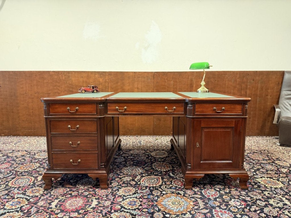 Klassiek Engels Chesterfield Bureau Partnerdesk, Ophalen