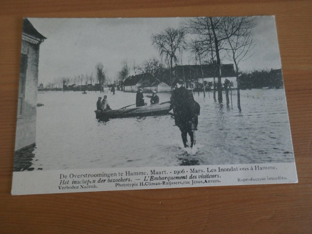hamme de overstroomingen inschepen bezoekers 1906, Verzamelen, Verzenden, Ongelopen, Oost-Vlaanderen