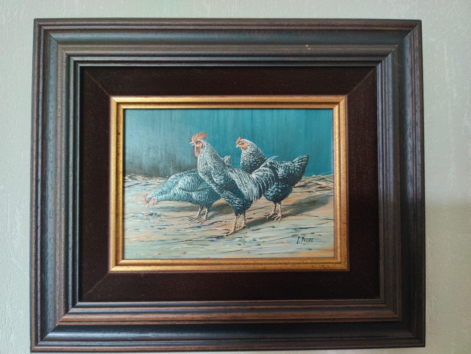 Sfeervol schilderij met haan en kippen, Ophalen