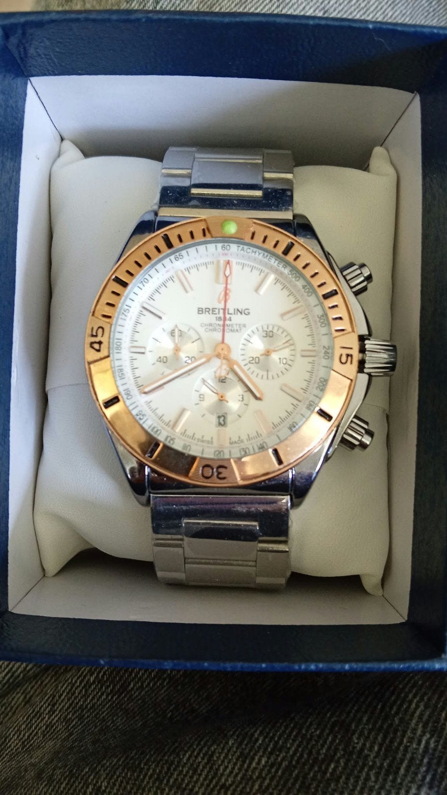 belle date automatique Breitling Chronograph, Enlèvement ou Envoi, Breitling, Acier, Acier