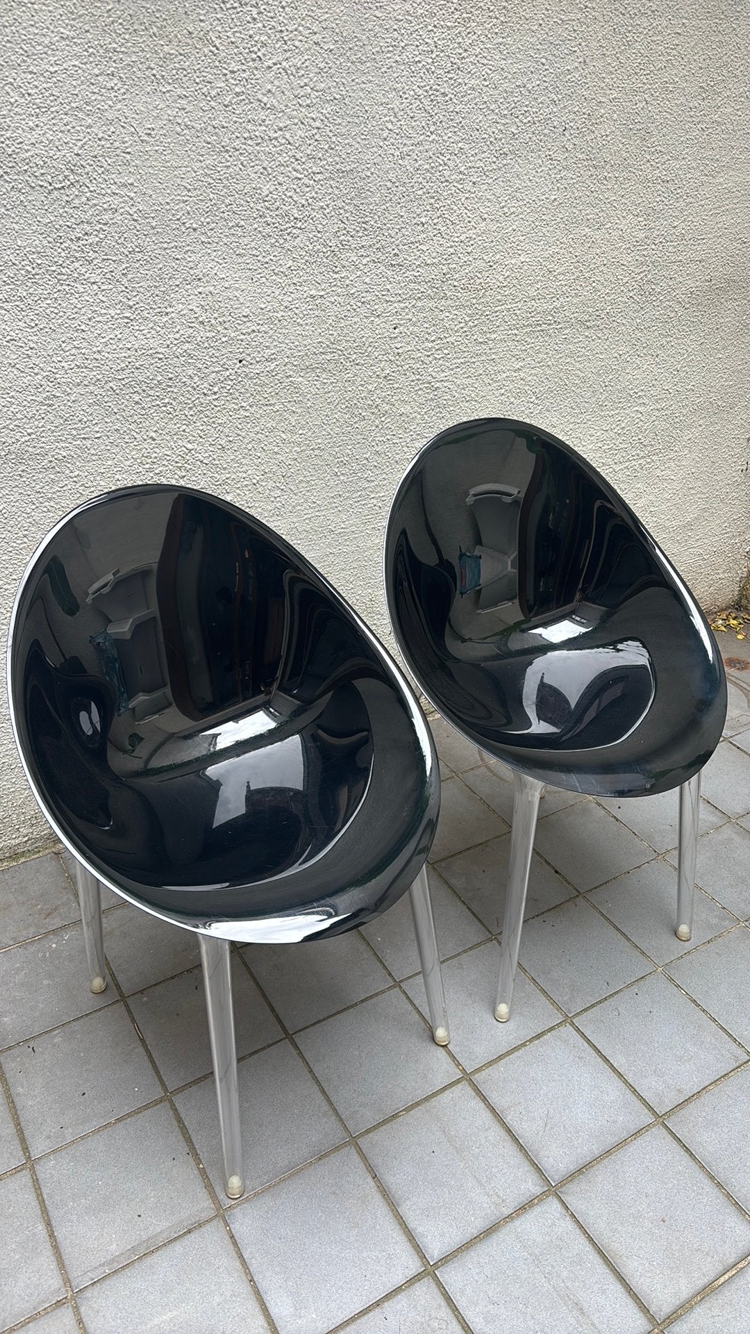 Stoelen Kartell Mr Impossible zwart doorzichtig, Huis en Inrichting, Stoelen, Ophalen, Overige materialen, Twee, Zwart