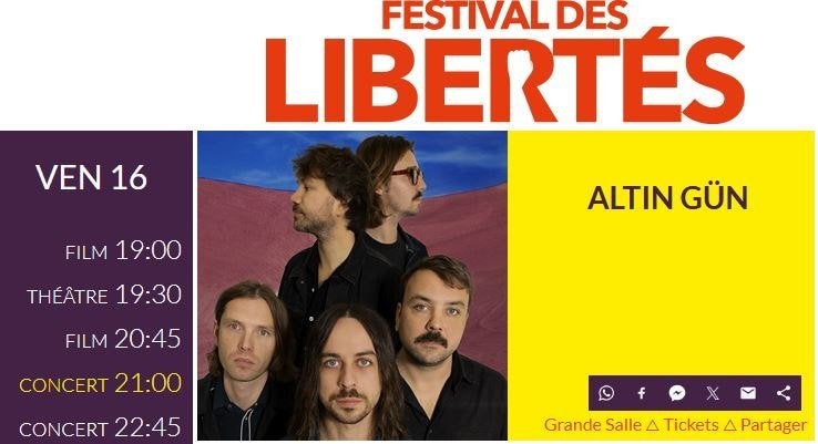 Concert Altın Gün, vendredi 16/10 au Théâtre National, Deux personnes, Octobre