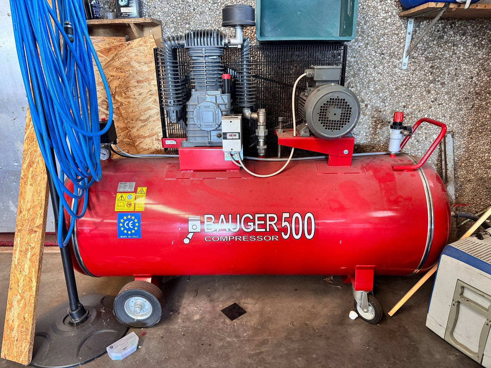 Compresseur professionnel BAUGER 500 L – 7,5 CV – Triphasé, Bricolage & Construction, Compresseurs, Comme neuf, Enlèvement
