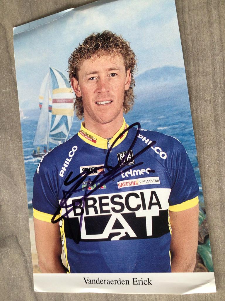 Wielerkaart 1995 team brescia lat eric vanderaerden signe, Verzenden, Zo goed als nieuw