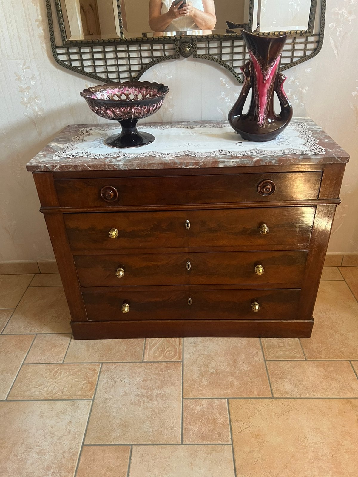 Commode avec marbre, Maison & Meubles, Armoires | Commodes, Comme neuf, Enlèvement