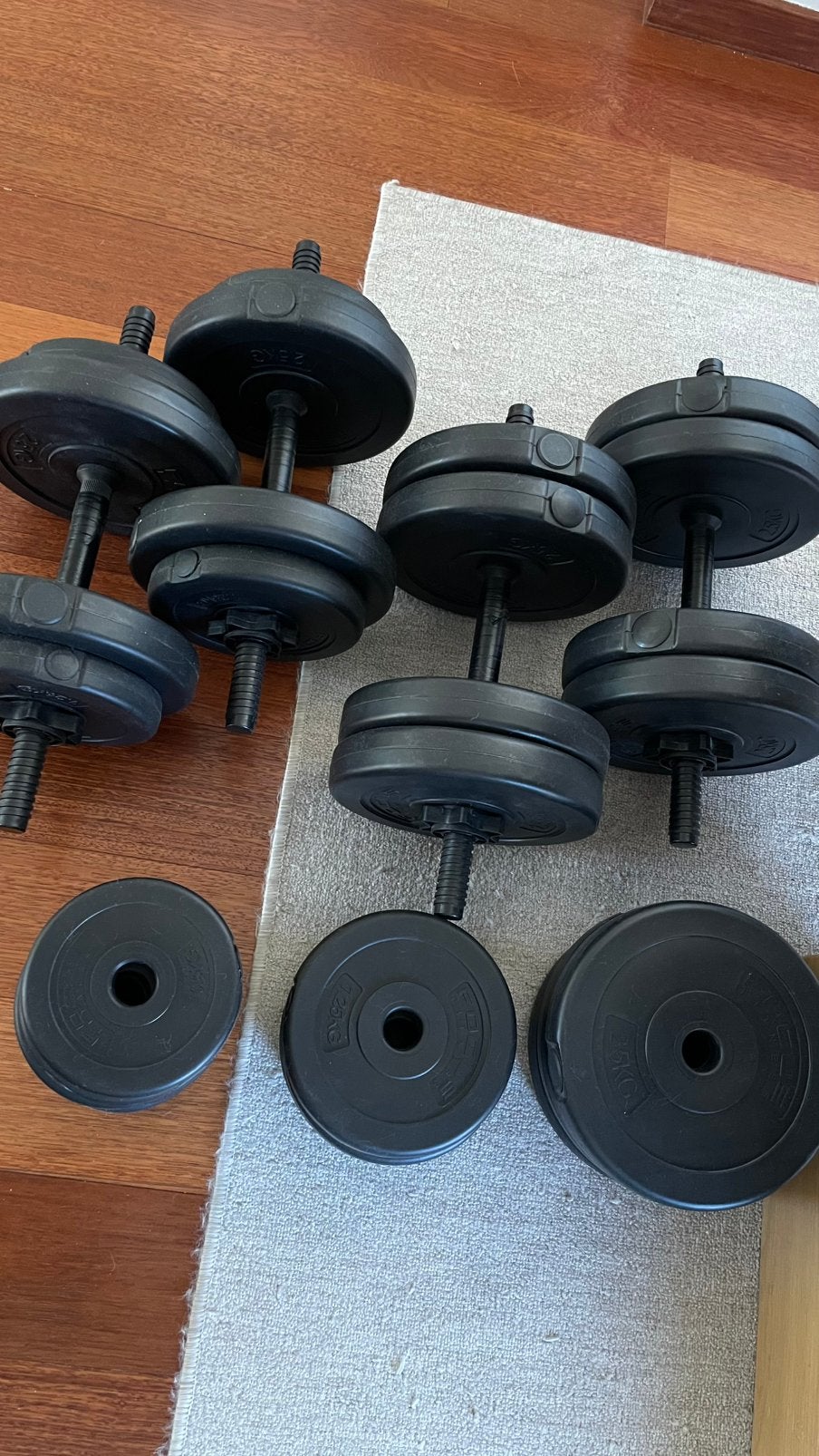 Dumbell free weights halter 64kg, Sport en Fitness, Ophalen, Zo goed als nieuw