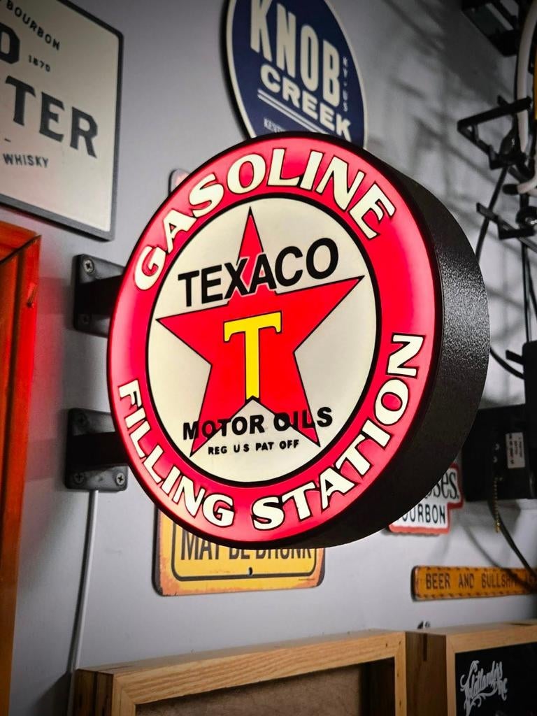 Texaco dubbele reclamebak XL. Nu €69,95, Ophalen of Verzenden, Nieuw, Lichtbak of (neon) lamp