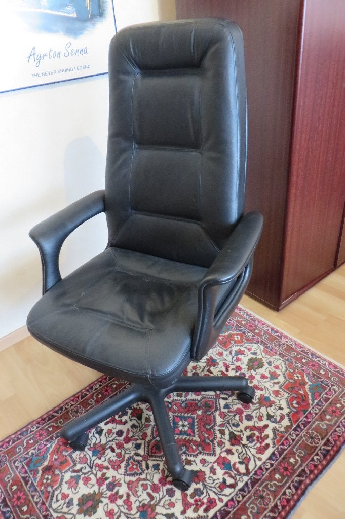 grand fauteuil de bureau en cuir, noir, Enlèvement, Utilisé, Chaise de bureau, Ergonomique