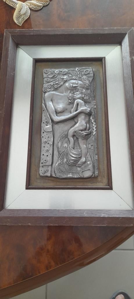 Cadre bas-relief style Chagall argenté, Enlèvement ou Envoi